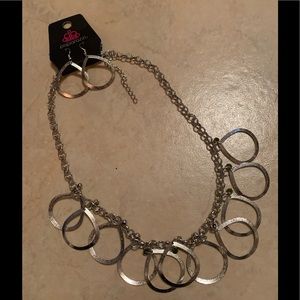 Short Silver & green rhinestone necklace/earring set